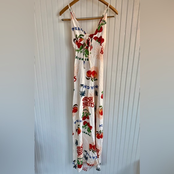 Anthropologie Dresses & Skirts - Anthropologie White Linen Blend Maxi Dress with Fruit Print Size L